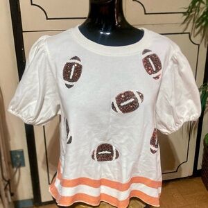 Peach Love Sparkle Sequined football top
